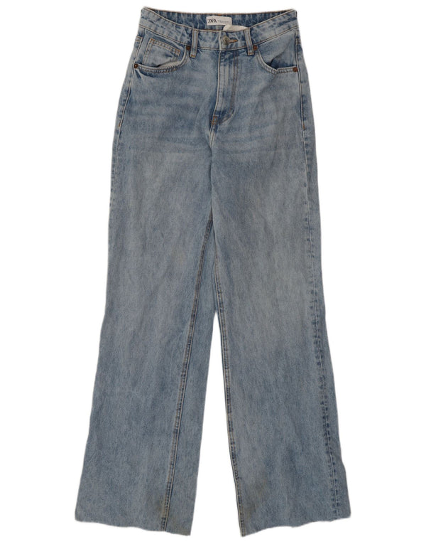 Zara Blugi pentru femei cu talie înaltă cu picioare largi EU 36 XS W26 L30 Bumbac albastru