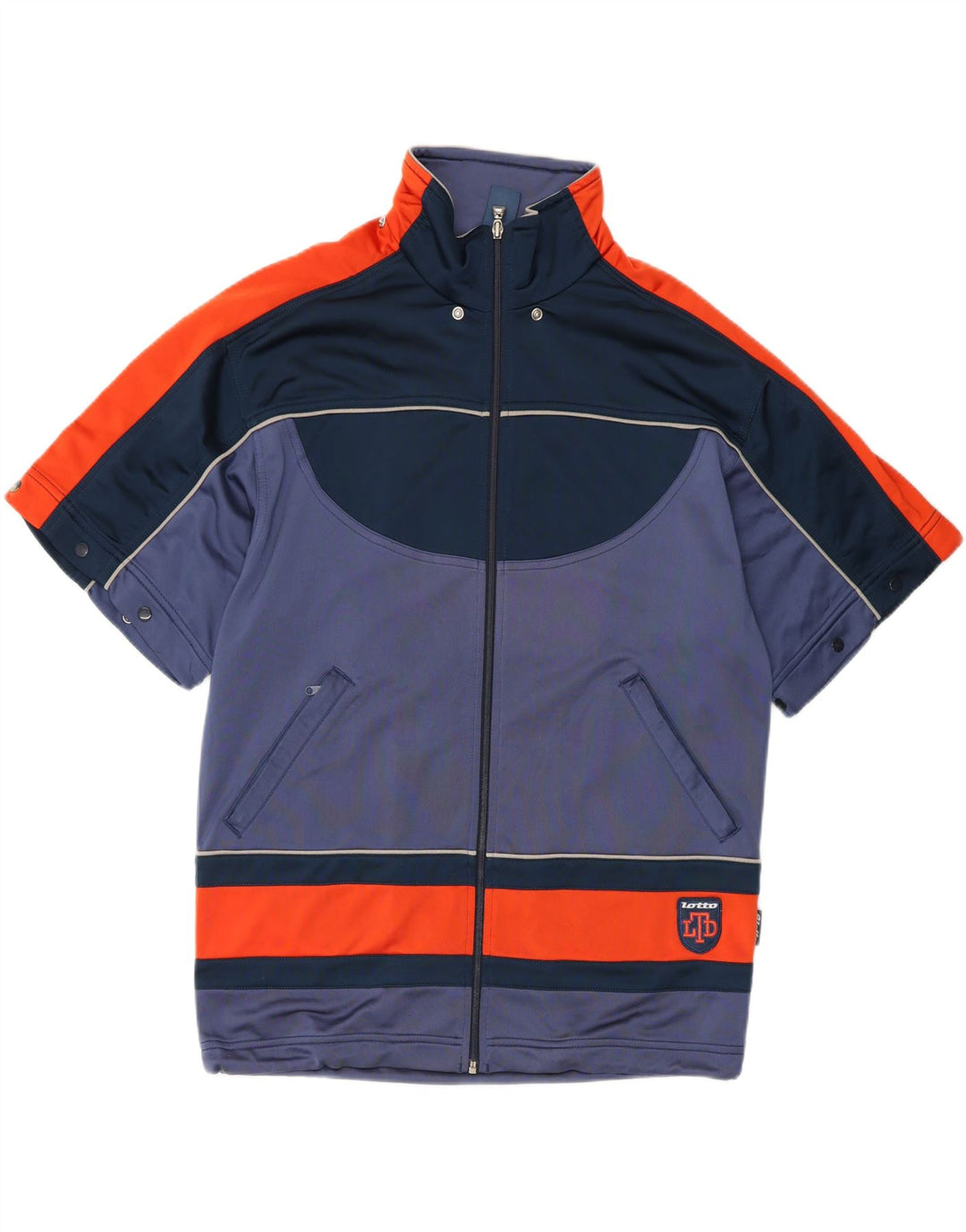 LOTTO Mens Short Sleeve Tracksuit Top Jacket Small Navy Blue Colourblock Vintage Lotto and Second-Hand Lotto from Messina Hembry 