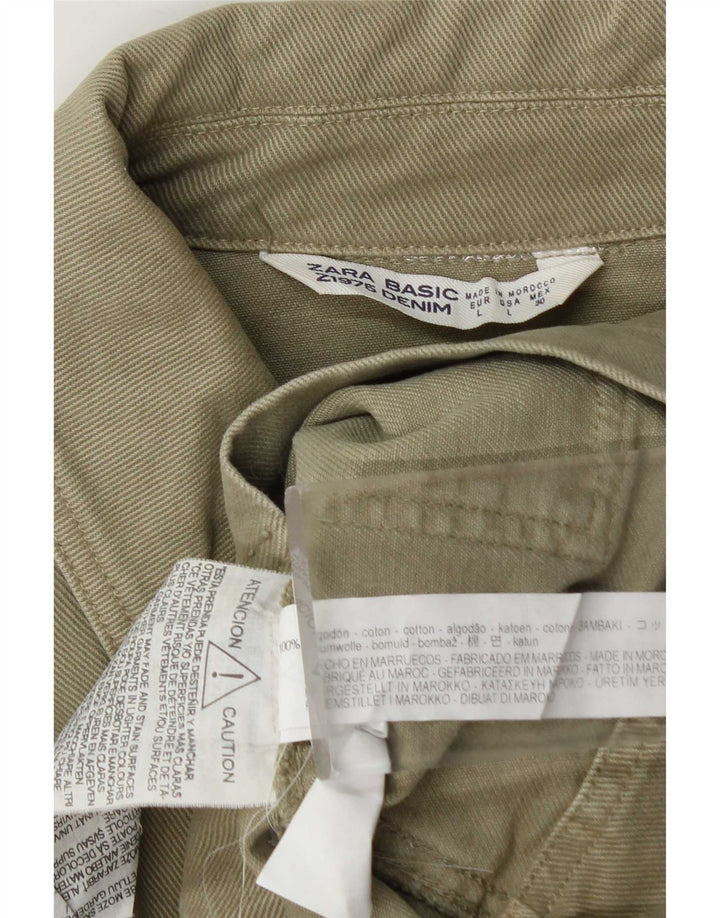 Jachetă de blugi pentru femei Zara UK 16, mare, kaki, bumbac