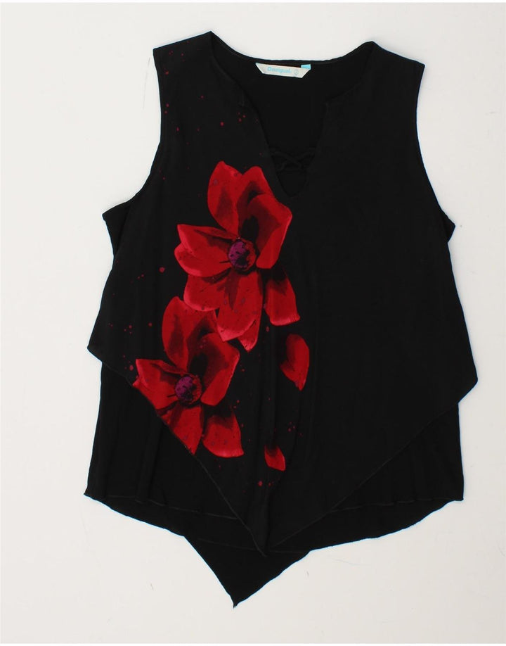 Bluză fără mâneci pentru femei DESIGUAL UK 14 mare, negru, floral