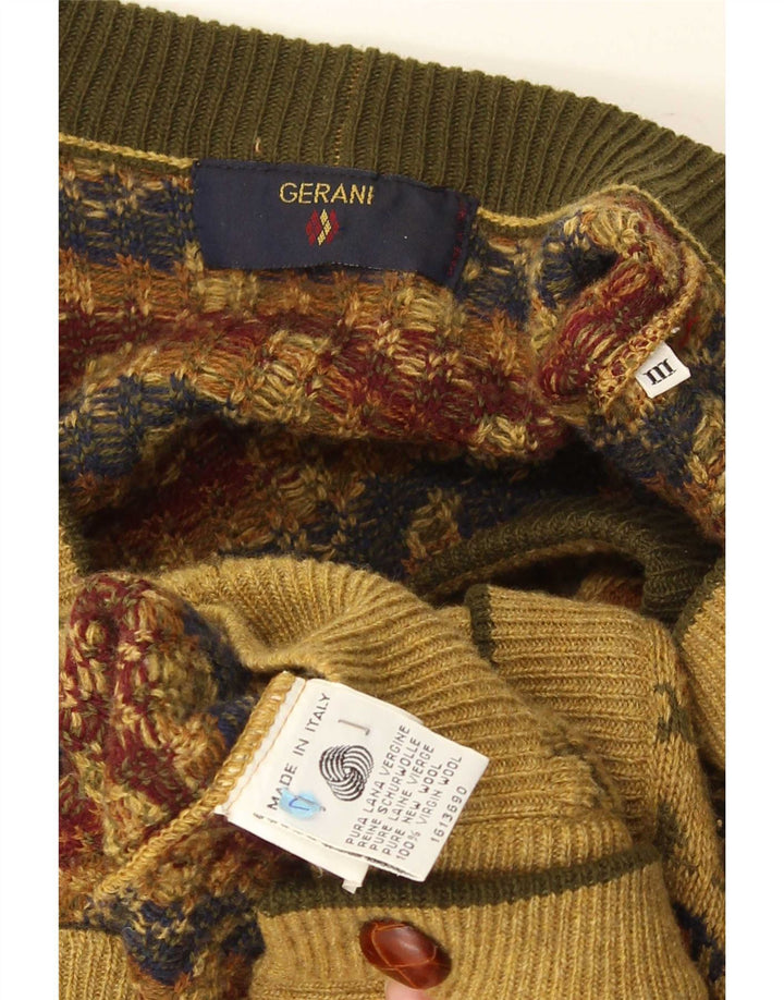 Pulover Cardigan pentru Barbati Gerani Lână Florală Bej Mare