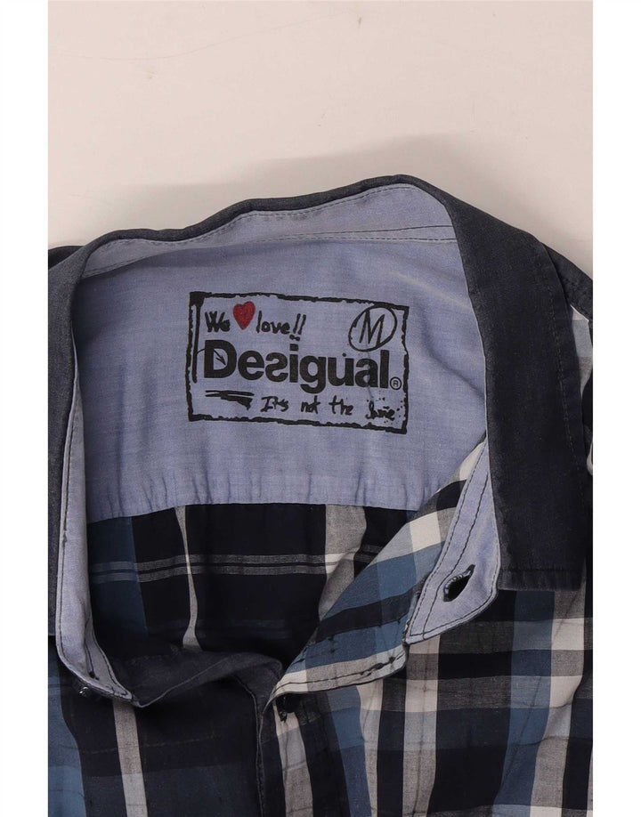 Cămașă Desigual pentru bărbați, bumbac cu carouri, albastru marin mediu