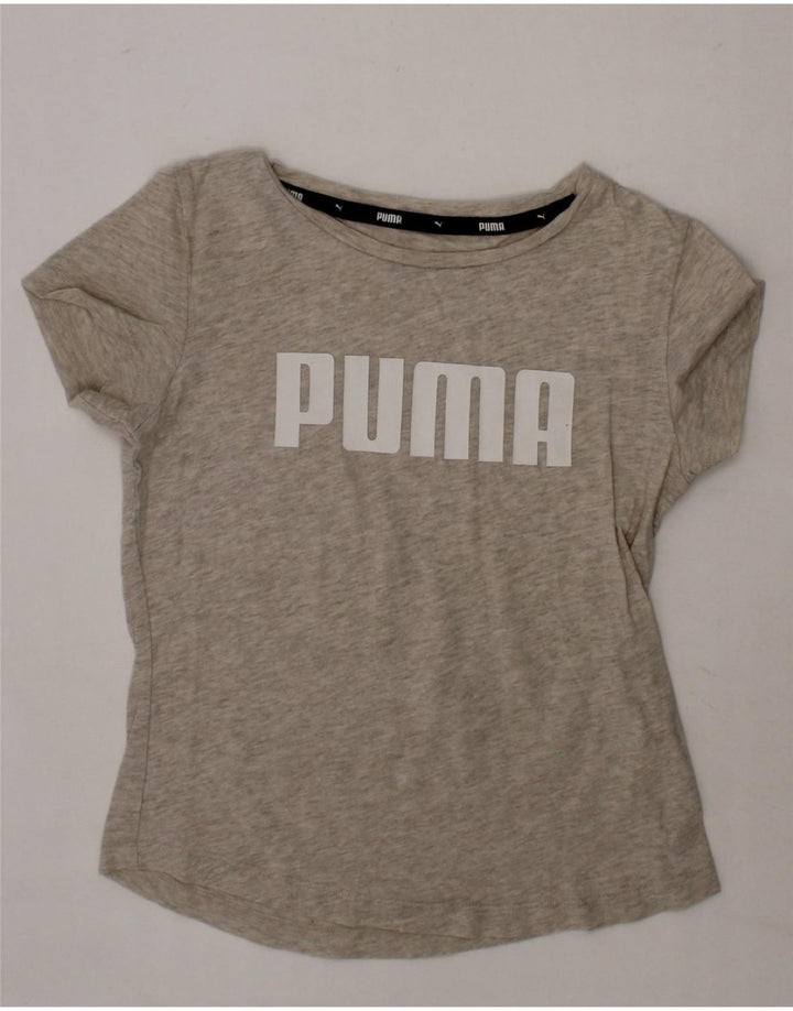 PUMA Girls Graphic T-Shirt Top 7-8 Years Grey Vintage Puma and Second-Hand Puma from Messina Hembry 