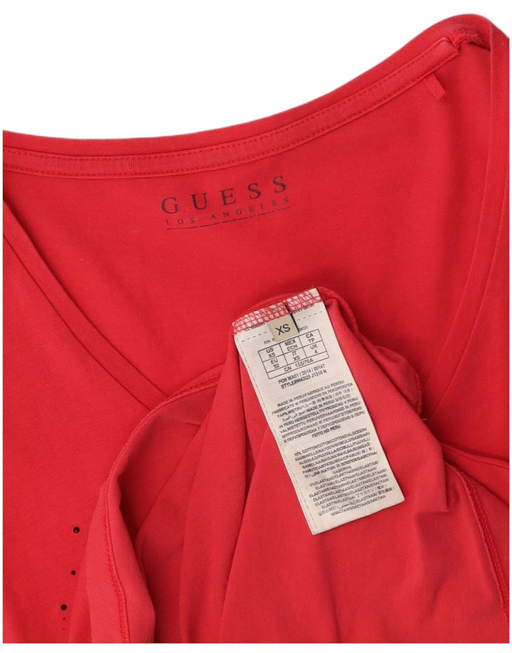 GUESS Tricou cu grafic pentru femei Top UK 4 XS Pink Bumbac