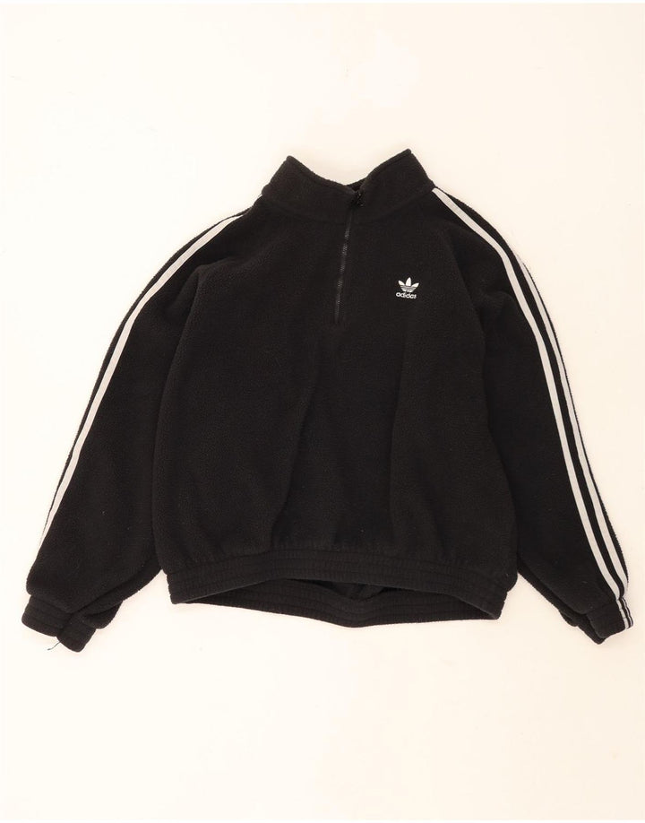 Pulover supradimensionat din lână Adidas pentru femei, cu fermoar și gât, UK 10, poliester negru mic