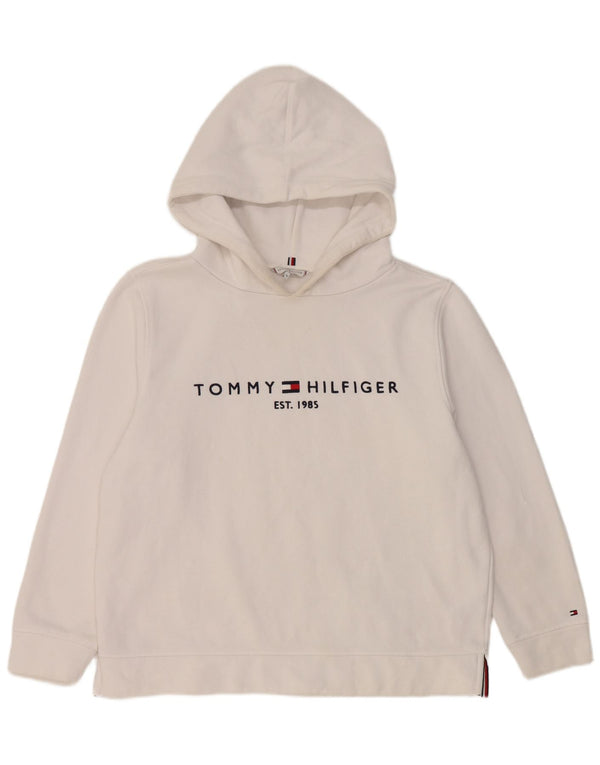 Pulover cu capota cu grafic Tommy Hilfiger pentru femei UK 18 XL Bumbac alb