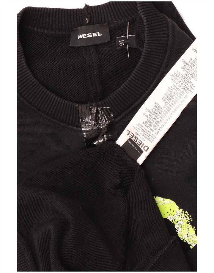 Diesel Băieți Pulover Grafic Pulover 15-16 Ani Bumbac Negru