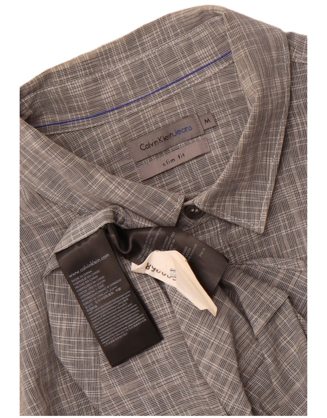 Cămașă Slim Fit pentru bărbați Calvin Klein Jeans, bumbac cu pete gri mediu