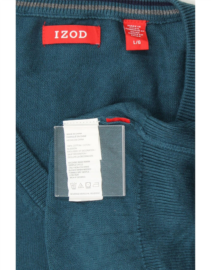 IZOD Mens V-Neck Jumper Sweater Large Blue Cotton Vintage Izod and Second-Hand Izod from Messina Hembry 
