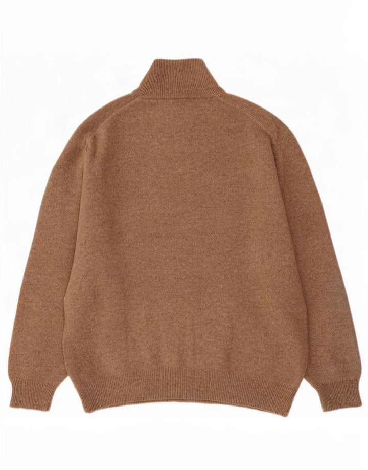 Pulover pentru bărbați Kappa cu fermoar și gât, 2XL, lână maro