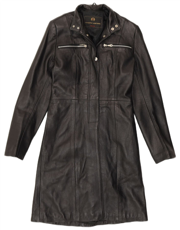 Palton de piele pentru femei VINTAGE UK 8 Mic din piele neagră