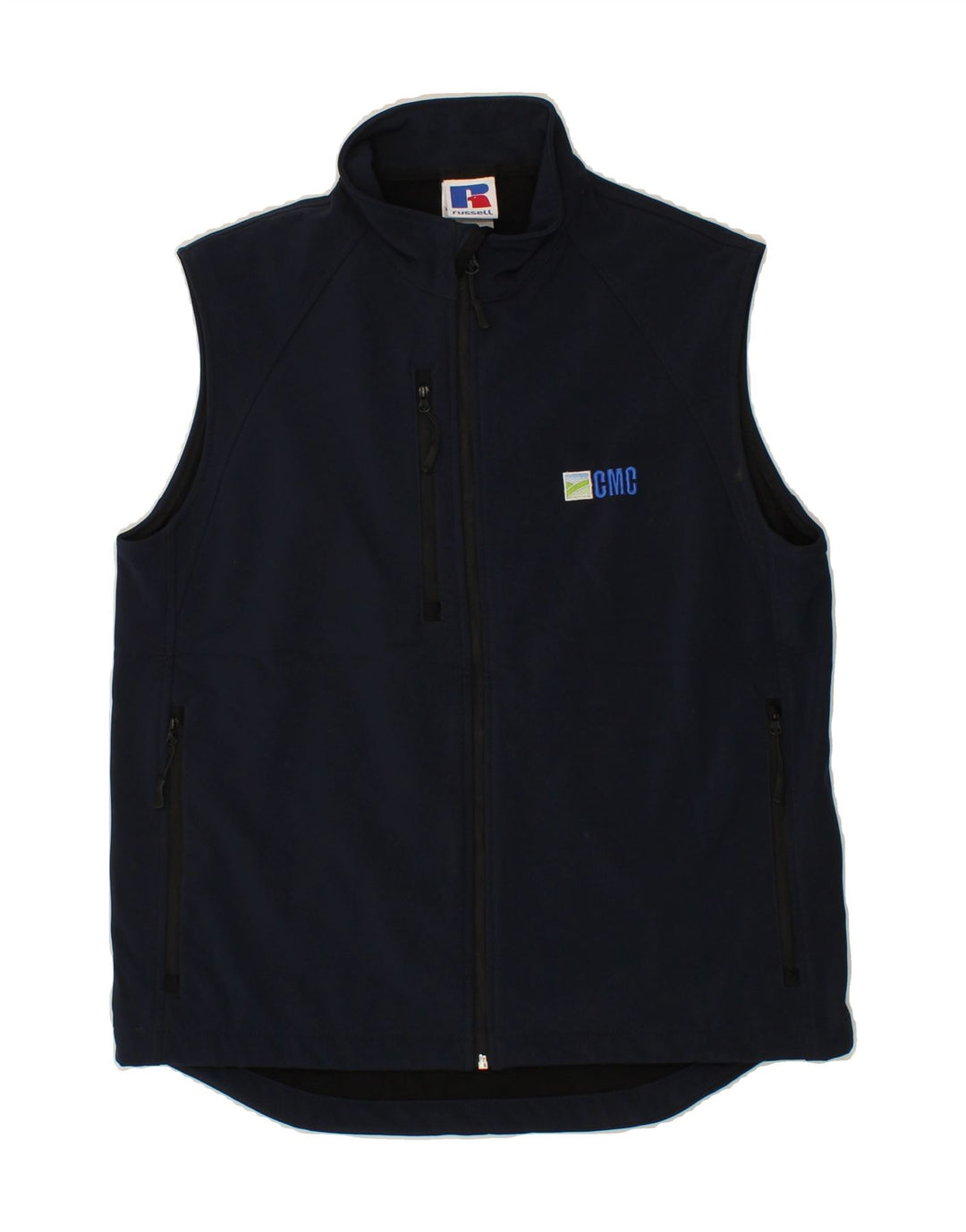 RUSSELL ATHLETIC Mens Sleeveless Tracksuit Top Jacket Medium Navy Blue Vintage Russell Athletic and Second-Hand Russell Athletic from Messina Hembry 