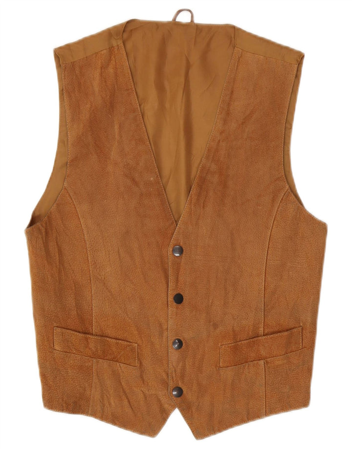 Vestă vintage pentru femei UK 12 piele maro medie