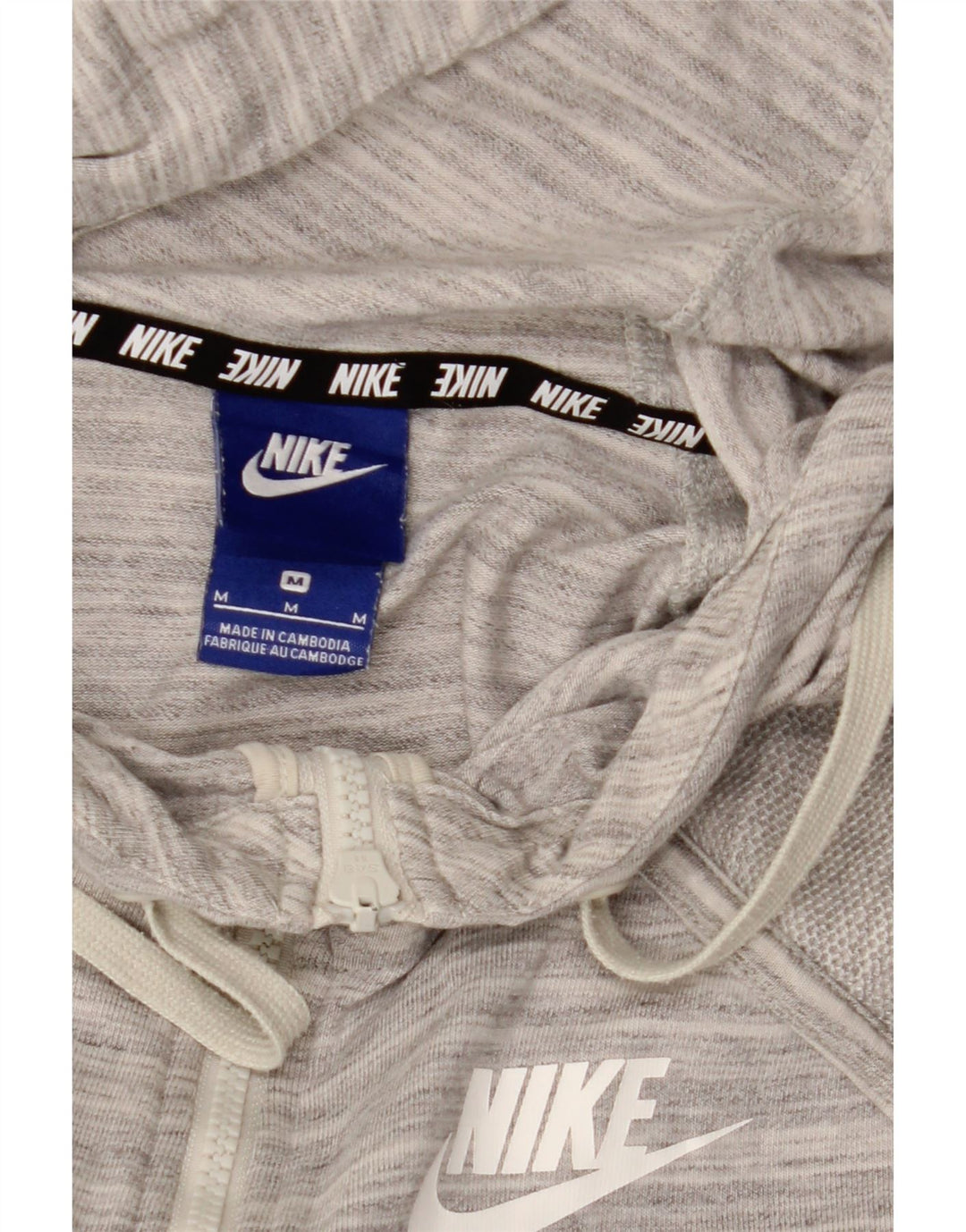 Pulover NIKE pentru femei, cu fermoar, cu capota, UK 14, gri mediu cu dungi