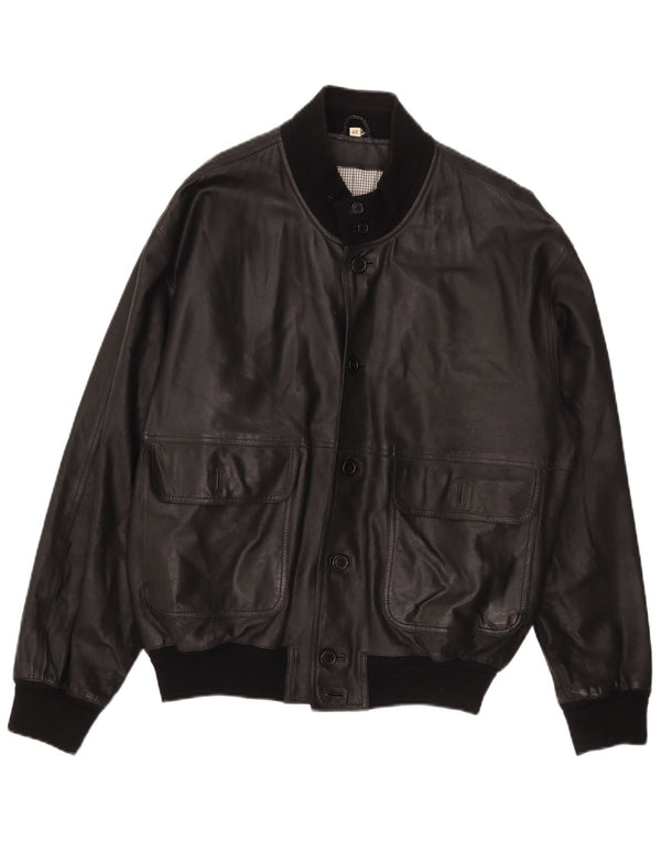 Jachetă de piele vintage pentru bărbați IT 48 Medium Black