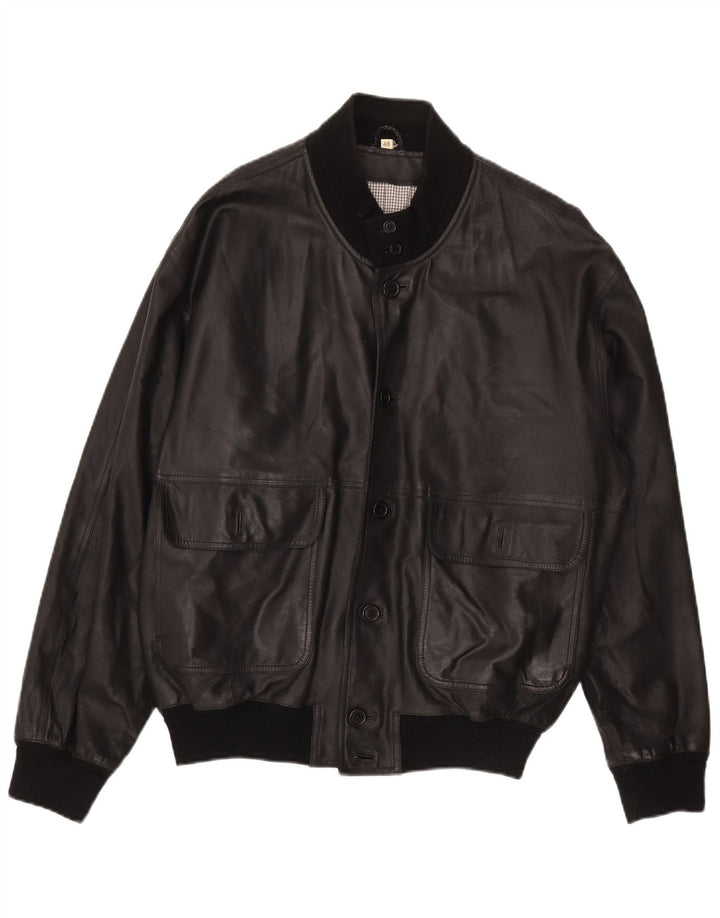 Jachetă de piele vintage pentru bărbați IT 48 Medium Black