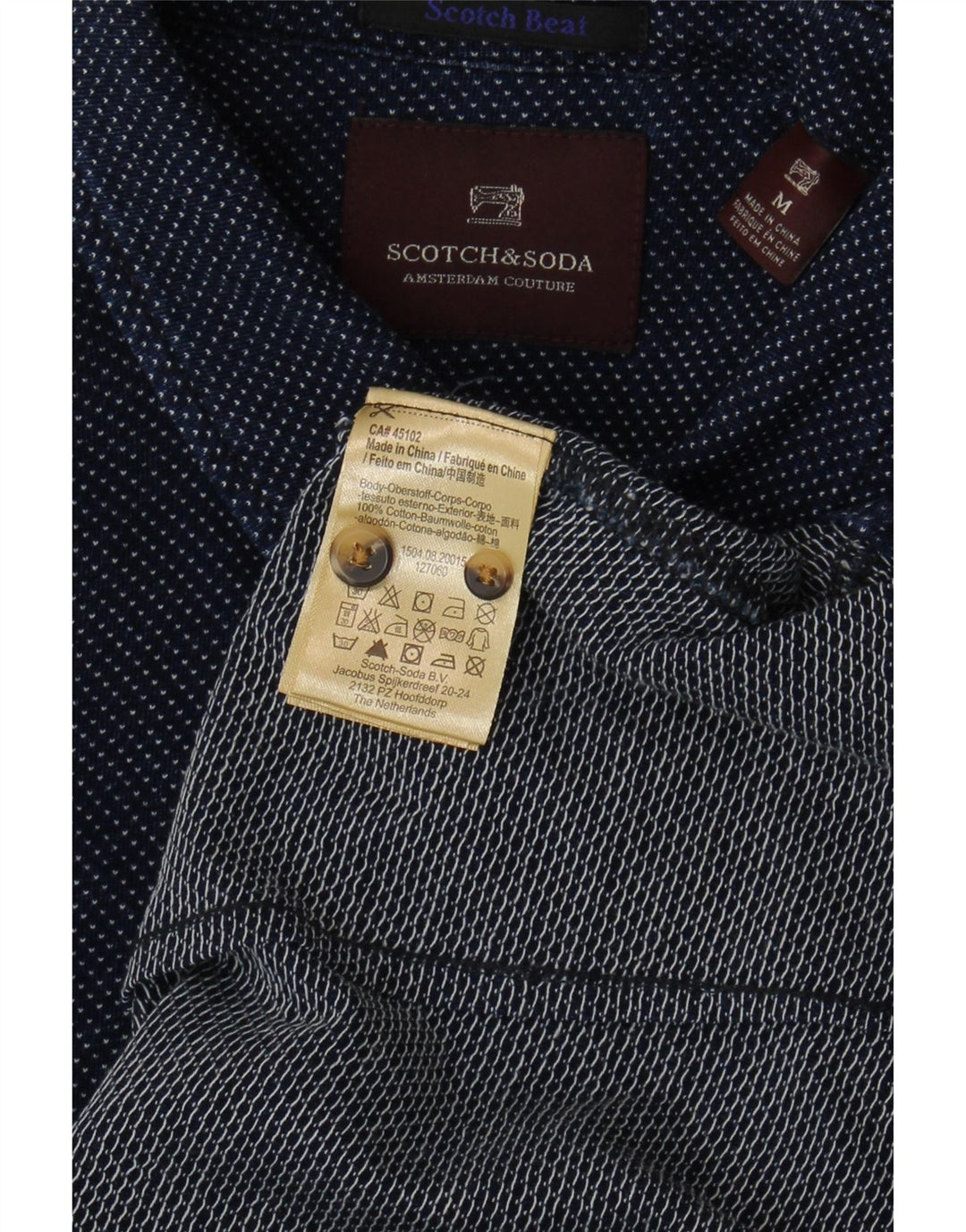 Cămașă pentru bărbați Scotch & Soda, bumbac cu pete, albastru marin mediu