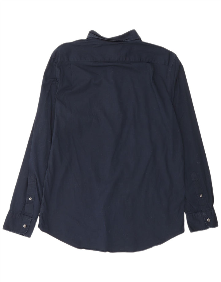 MICHAEL KORS Mens Classic Fit Shirt Medium Navy Blue Cotton