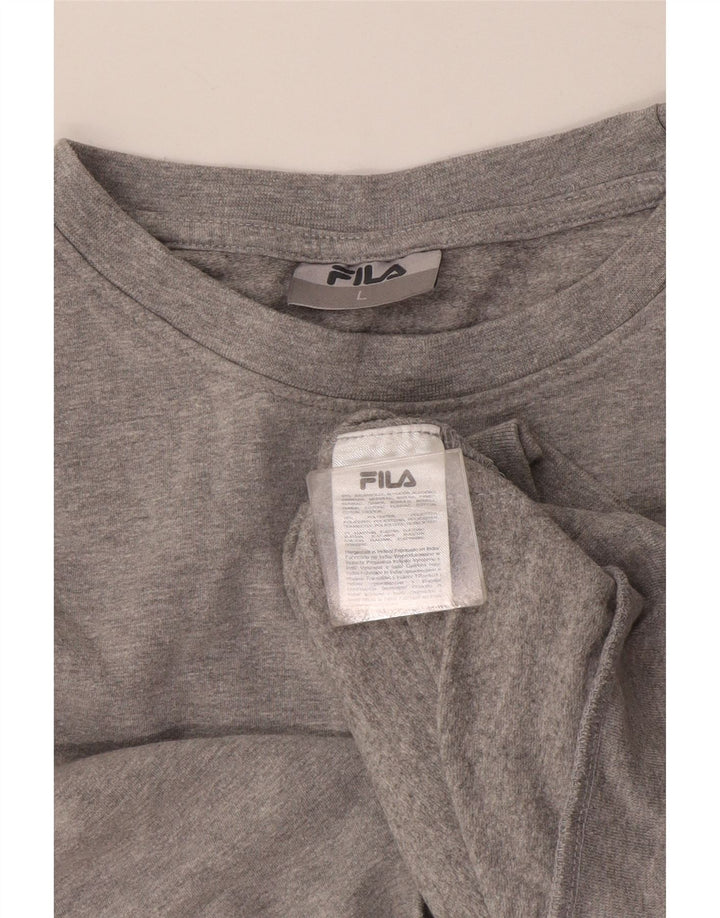 Pulover cu grafic pentru femei Fila, UK 16, mare, bumbac, gri