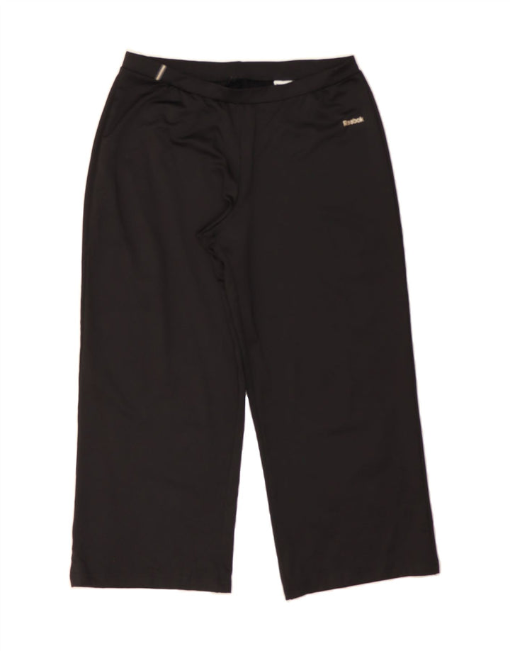 REEBOK Womens Capri Tracksuit Trousers UK 14 Medium  Black Polyester Vintage Reebok and Second-Hand Reebok from Messina Hembry 
