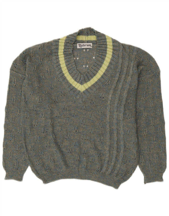 VINTAGE Pulover cu decolteu în V pentru femei UK 18 XL gri