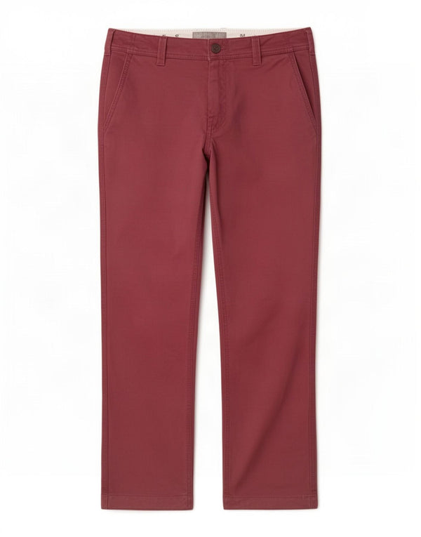 Pantaloni Chino Drepți Fat Face Bărbați L32 L32 Bumbac Burgundy