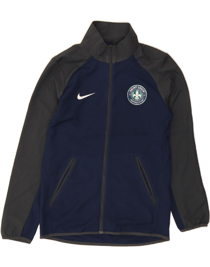 NIKE Mens Dri Fit Tracksuit Top Jacket XS Navy Blue Colourblock Polyester Vintage Nike and Second-Hand Nike from Messina Hembry 