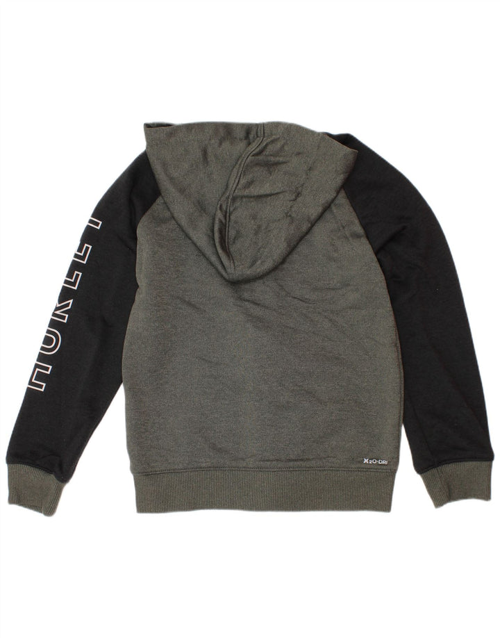 Pulover cu glugă cu fermoar grafic Hurley pentru băieți 5-6 ani poliester color bloc de culoare gri
