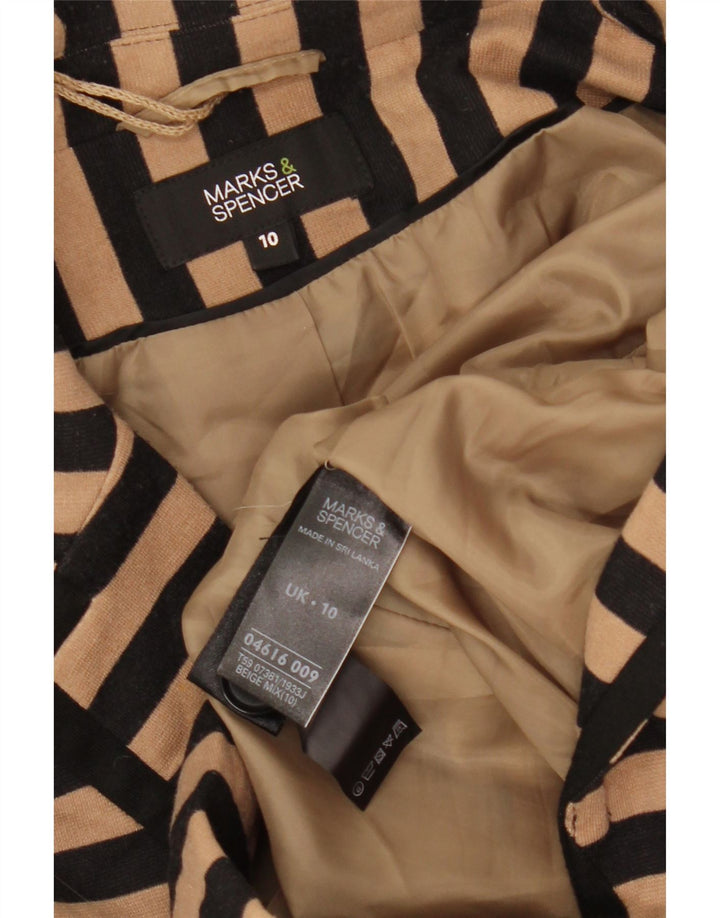 Marks & Spencer pentru femei Crop Blazer Jacket UK 10 mic Bej cu dungi