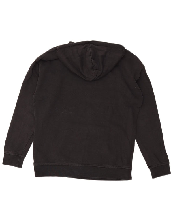 Pulover cu glugă supradimensionat cu grafic Adidas pentru femei UK 10 Bumbac negru mic