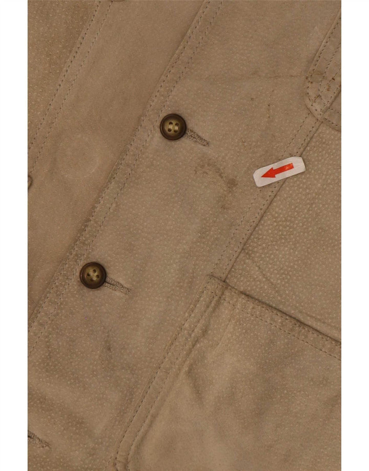 Gilet de piele vintage pentru bărbați din piele intoarsa IT 48 Medium Beige