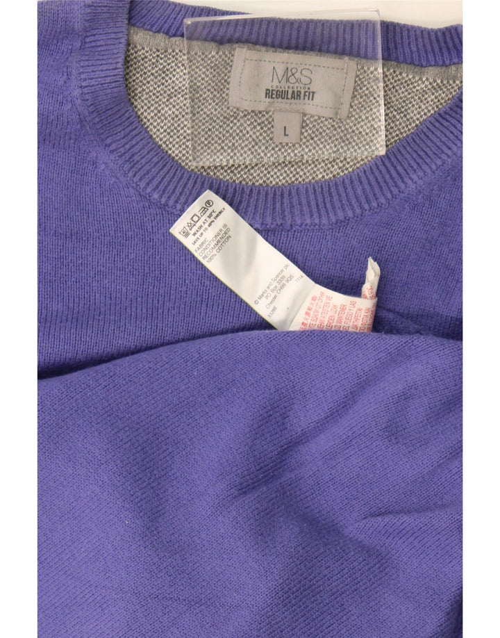 Pulover pentru bărbați Marks & Spencer, cu formă obișnuită, cu gât crew, mare, violet