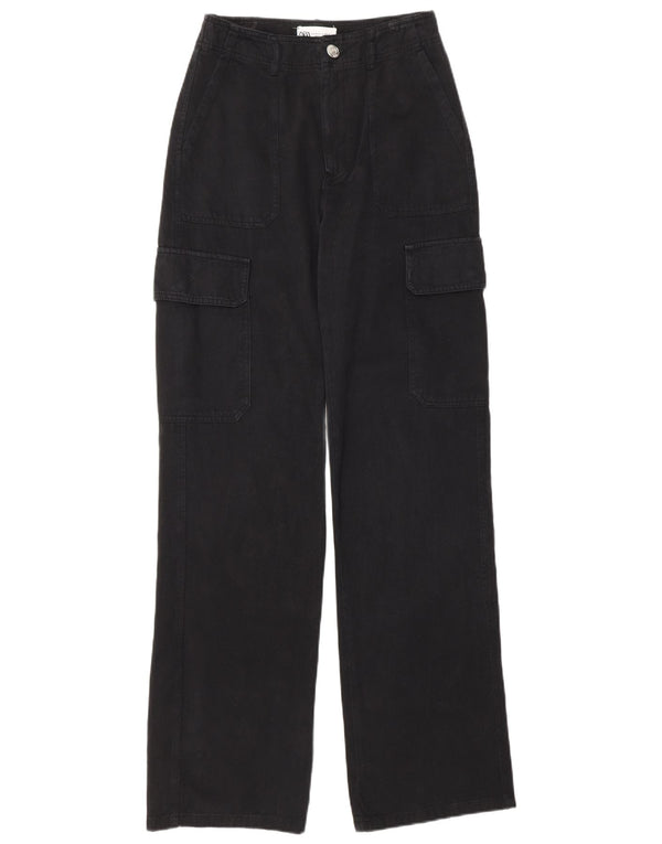 Pantaloni cargo largi pentru femei Zara EU 32 2XS W22 L32 bumbac negru