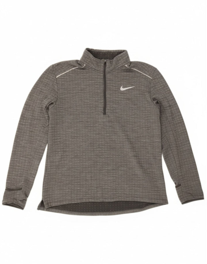 Top de trening Nike pentru bărbați, cu fermoar și gât, din poliester cu pături gri
