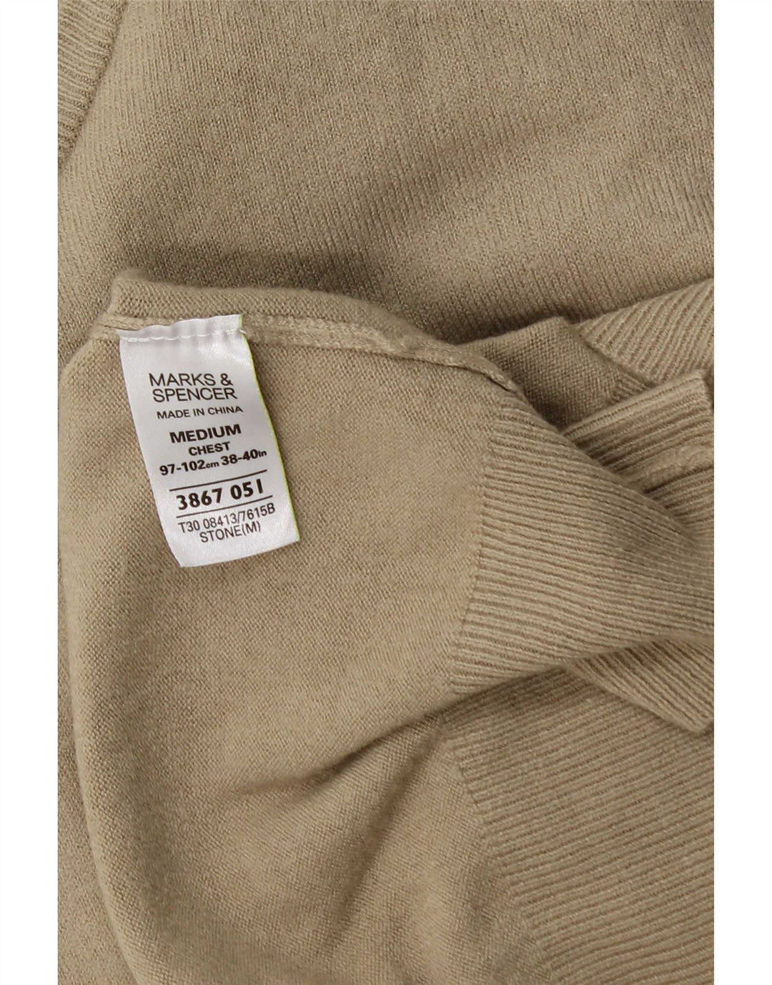 Pulover Marks & Spencer pentru bărbați, Blue Harbour, cu decolteu în V, bej mediu
