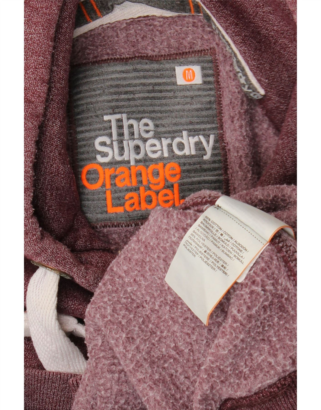 Pulover pentru bărbați SUPERDRY cu glugă, bumbac mediu burgundy