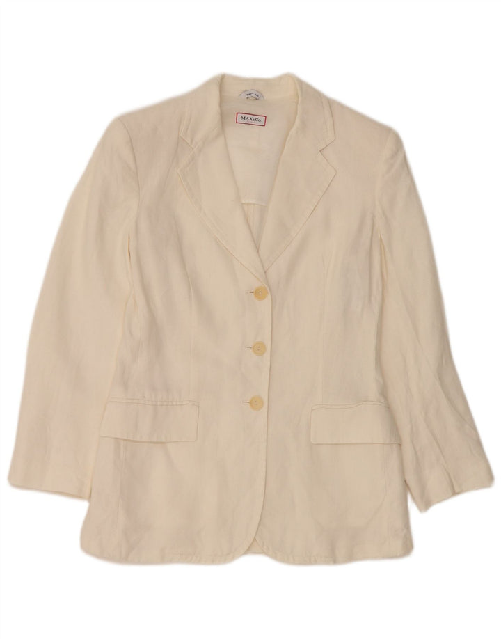 Blazer pentru femei Max & Co. Jachetă cu 3 nasturi UK 8 Mic, in alb
