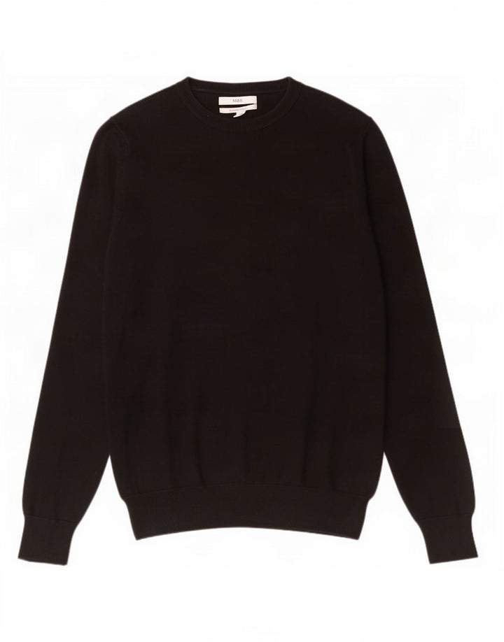 Pulover pentru bărbați Marks & Spencer, cu gât crew, bumbac mediu negru