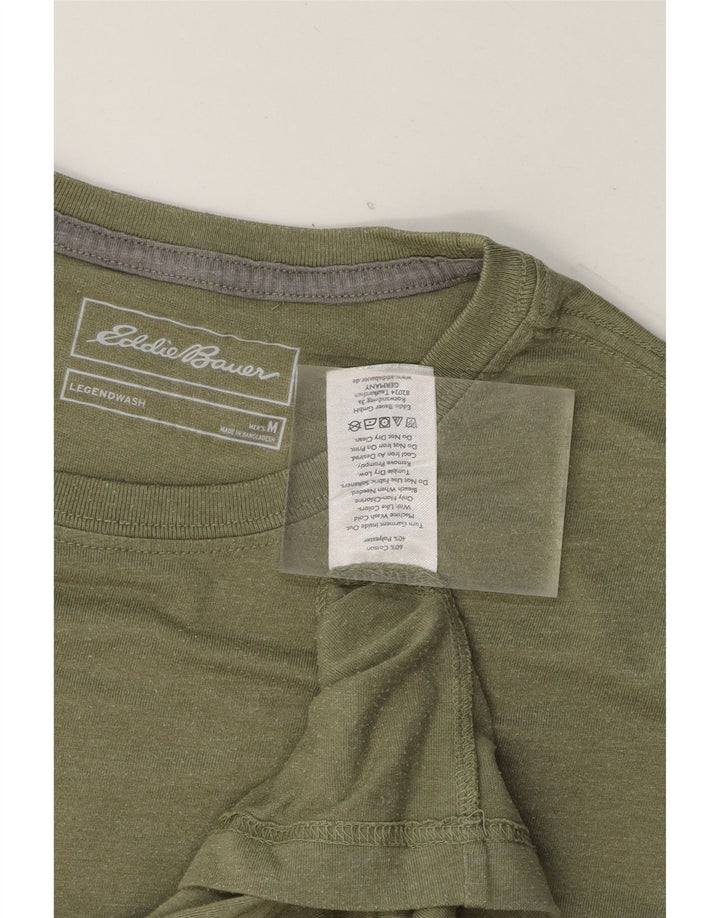 EDDIE BAUER Mens T-Shirt Top Medium Khaki Cotton Vintage Eddie Bauer and Second-Hand Eddie Bauer from Messina Hembry 