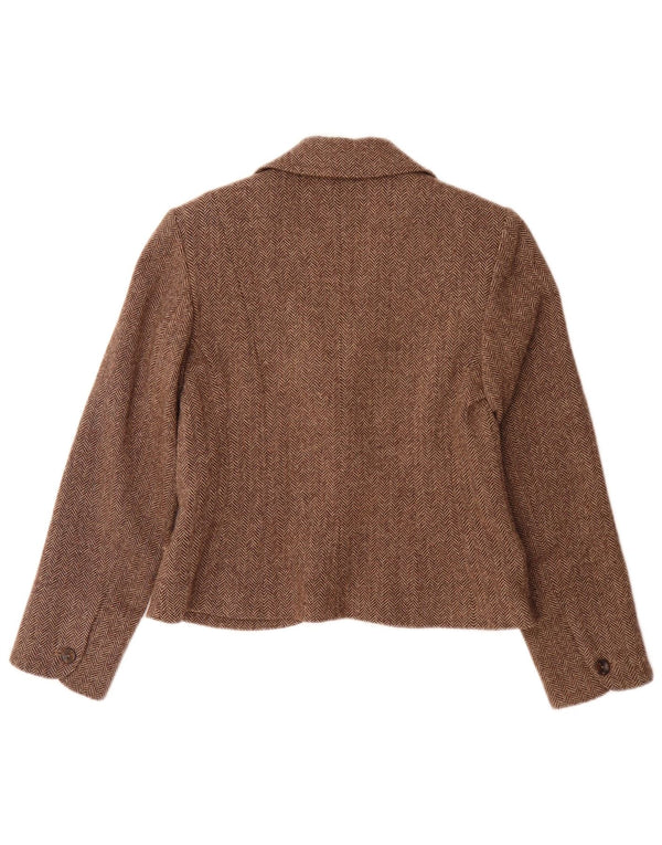 Sacou blazer pentru femei Monsoon, cu 2 nasturi, UK 12, maro mediu, lână în schemă