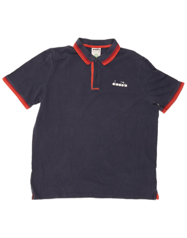Tricou polo pentru bărbați Diadora XL bleumarin cu dungi