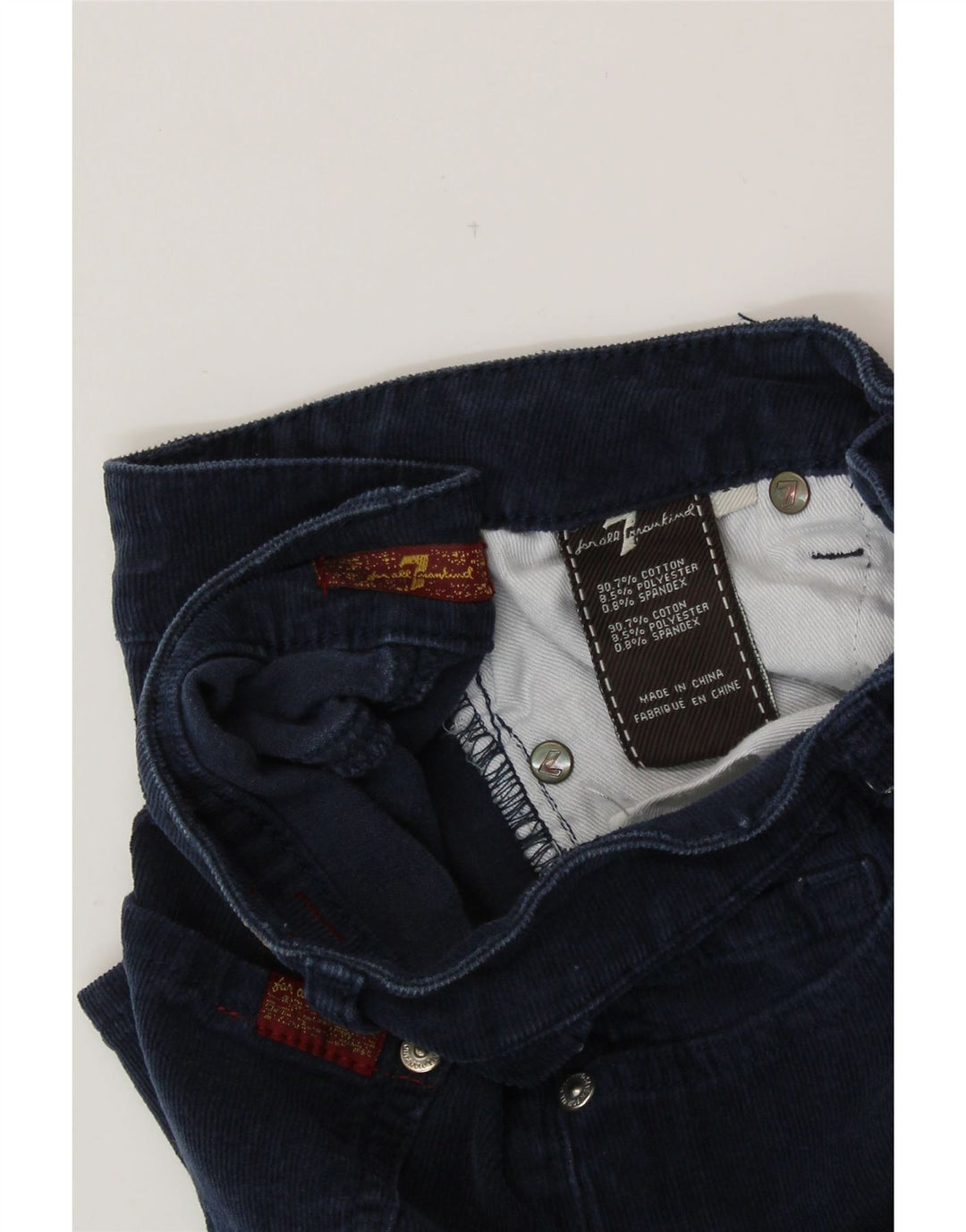 7 FOR ALL MANKIND Pantaloni drepti din velur pentru femei W26 L29 bleumarin