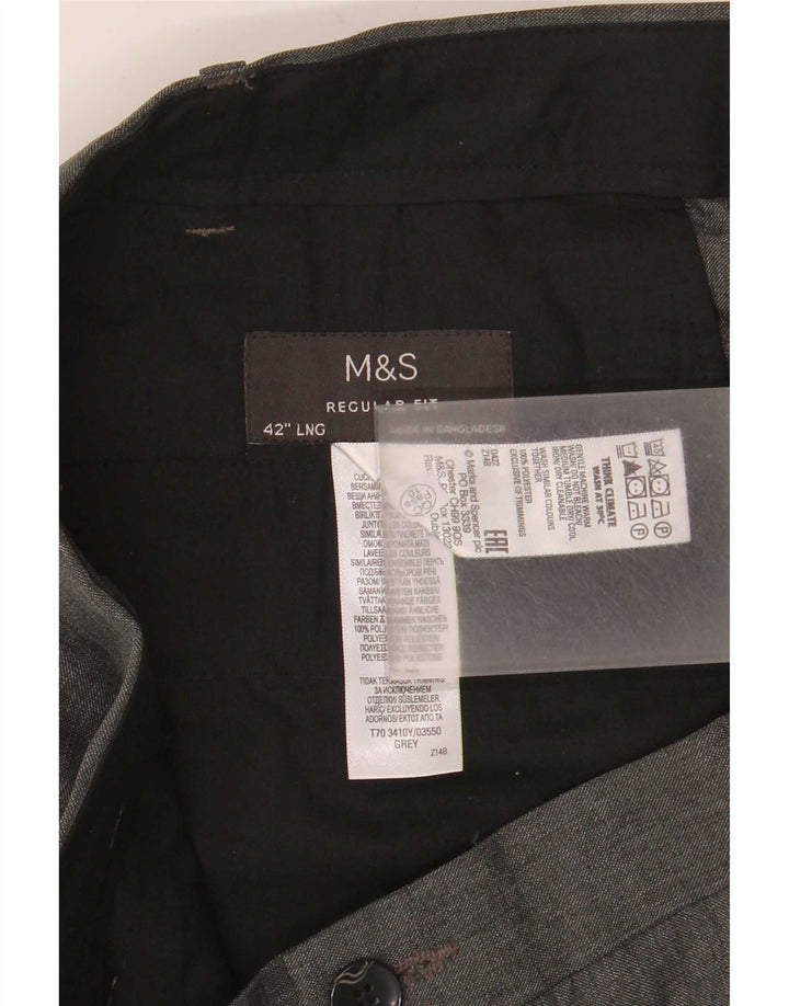 Pantaloni de costum pentru bărbați Marks & Spencer, cu tăiere obișnuită, L42 L33, poliester gri