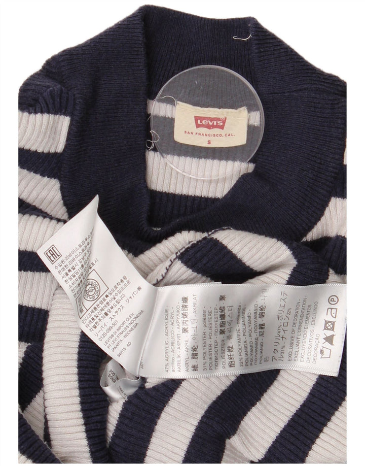 Pulover Levi's Crop Crew Deck Jumper pentru femei UK 8 Mic bleumarin cu dungi