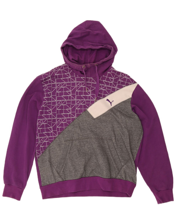 Pulover pentru bărbați Puma Graphic Hoodie Jumper mare violet din bumbac color bloc