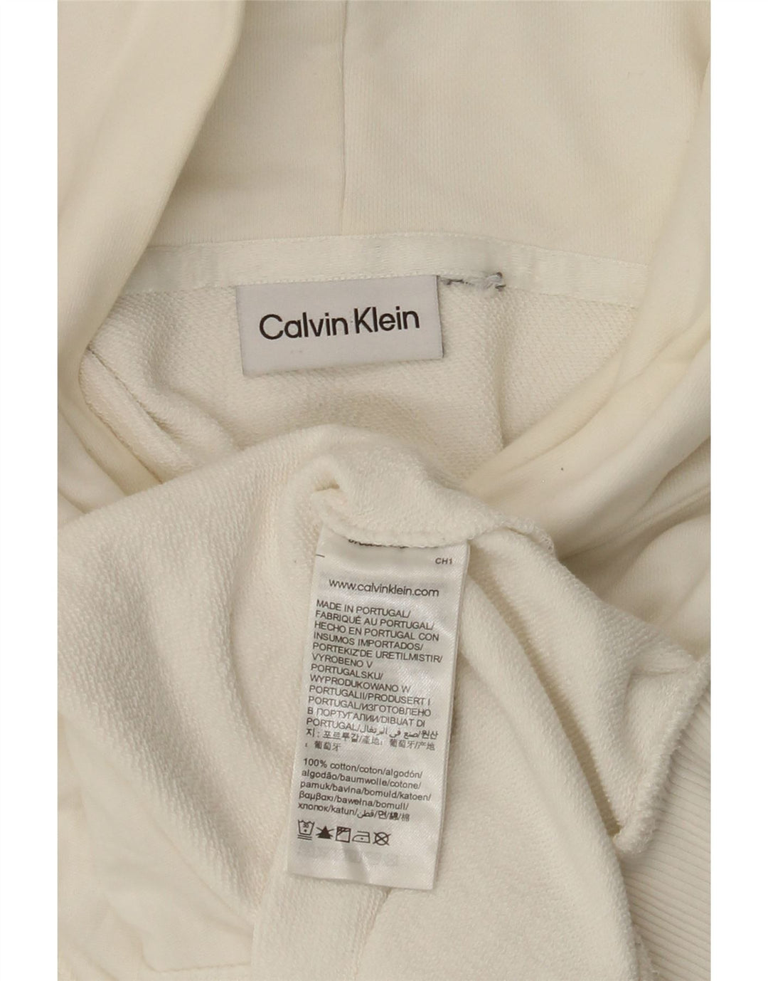 Pulover Calvin Klein pentru bărbați, cu glugă grafică, 3XL, bumbac alb