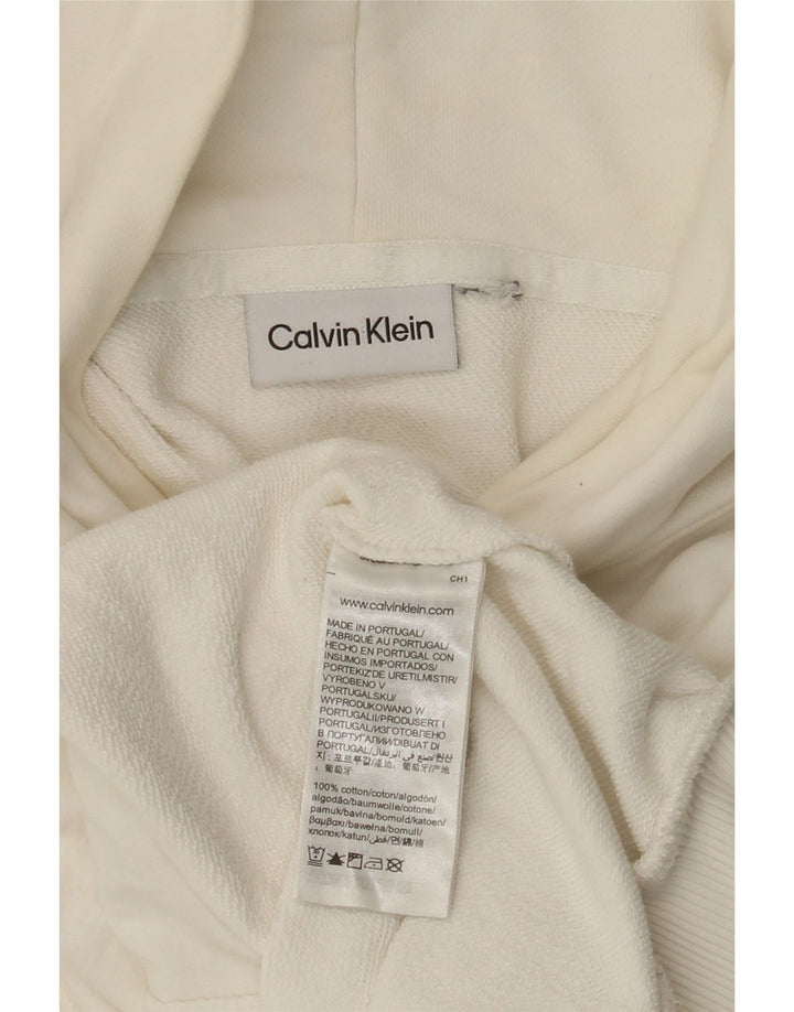 Pulover Calvin Klein pentru bărbați, cu glugă grafică, 3XL, bumbac alb