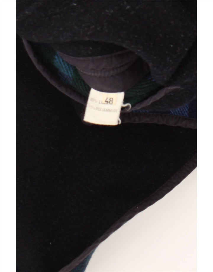Pardesiu vintage pentru femei IT 48 XL Lână cu carouri bleumarin