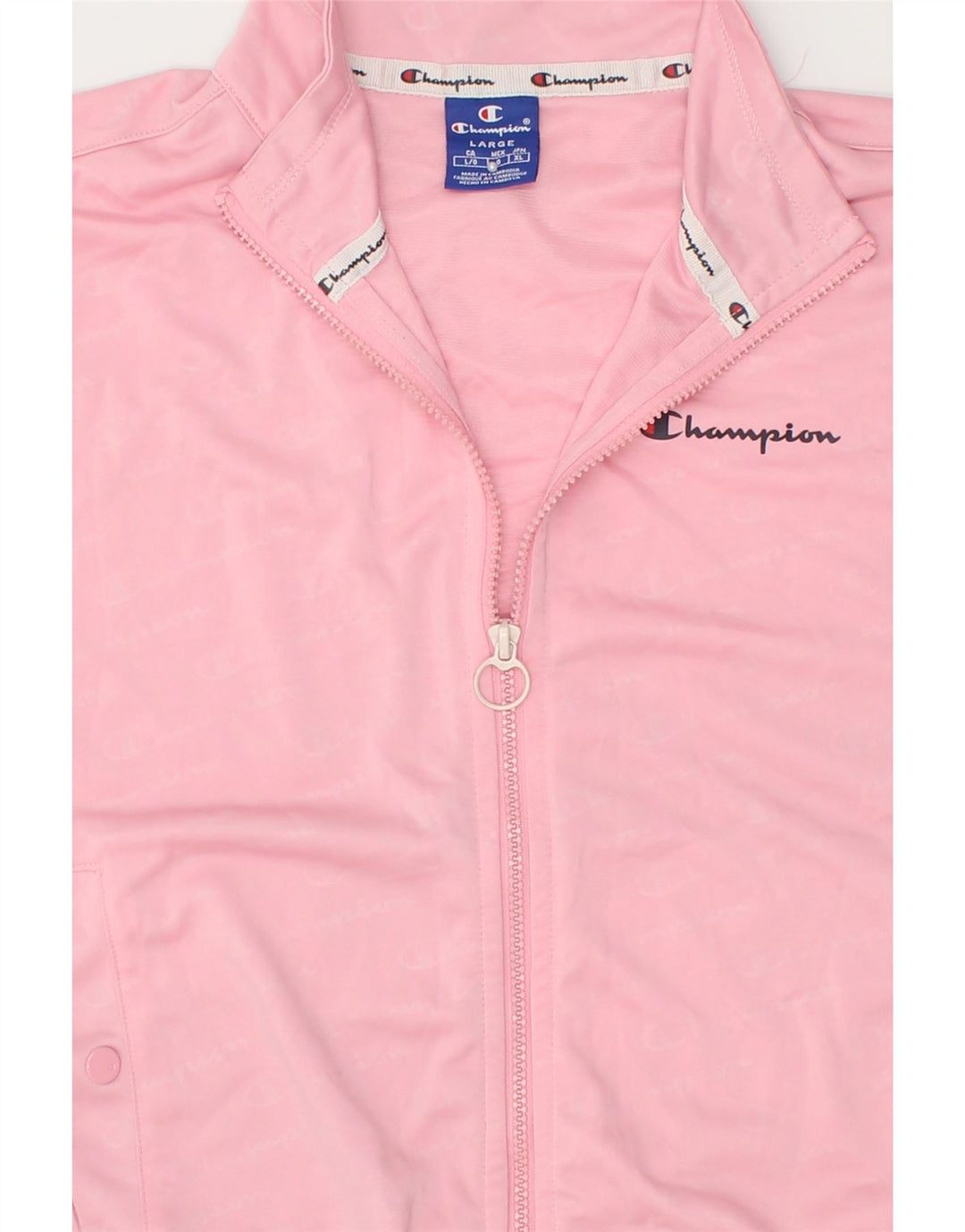 CHAMPION Womens Tracksuit Top Jacket UK 16 Large Pink Polyester Vintage Champion and Second-Hand Champion from Messina Hembry 