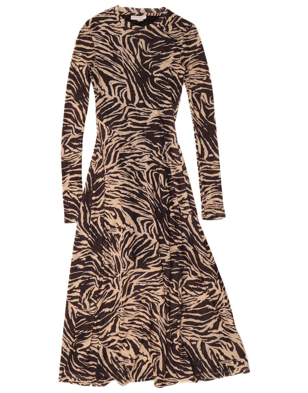 Rochie maxi cu mânecă lungă pentru femei Topshop UK 8 mic negru cu imprimeu animal